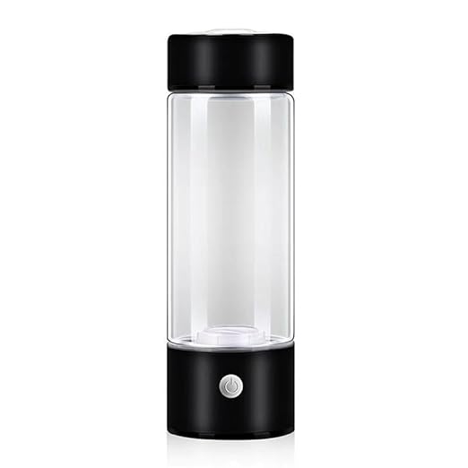 Portable Hydrogen Rich Water Cup, USB Charging Rich Hydrogen Water Purifier Filter Glass Bottle Portable Lonizer Cup, Hydrogen Water Bottle, Hydrogen Rich Water Glass Health Cup 420ML (Black)