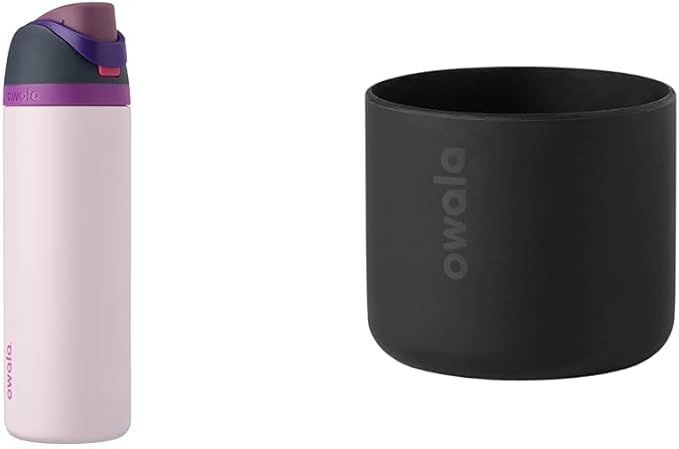 Owala FreeSip Insulated Stainless Steel Water Bottle & Silicone Water Bottle Boot, Anti-Slip Protective Sleeve for Water Bottle, Protects FreeSip or Flip Stainless Steel Water Bottles, 24 Oz, Black