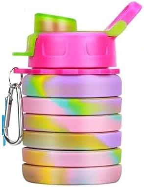 Collapsible Water Bottle, Foldable Cup,500Ml Collapsible Sport Water Bottle Bpa Reusable Travel Water Bottles For Hiking Biking Running Outdoor Gym (Pink(B))