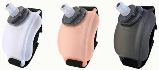 Portable Adjustable Wrist Sports Water Bottle - reusable leak-proof, 7 oz silicone can for travel, camping, jogging - Ideal for marathons, good companions for biking - Orange