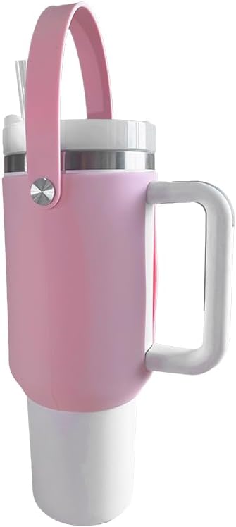 Silicone Handle Bag for Stanley 40 oz Tumbler with Handle, Holder for Stanley Tumbler Easy to Go Out - PINK