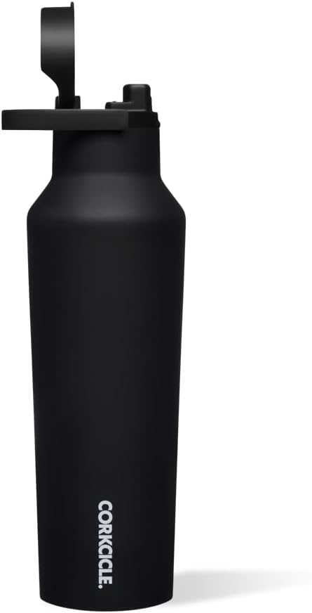 Corkcicle Sport Canteen Insulated Tumbler, Matte Black, 20 oz – Reusable Water Bottle Keeps Beverages Cold for 25 Hours & Hot 12 Hours – Cupholder Friendly Tumbler with Screw-On Cap