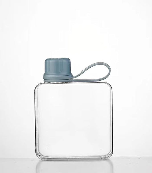 Flat Water Bottle Travel Flask Portable 10.5 oz BPA Free Tritan Square Water Bottles Leakproof Slim Water Bottle for Purse Travel Pocket Sports Fitness(Blue, 10.5)
