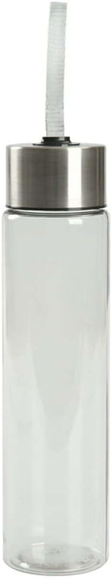 DipSip Water Bottle plastic 18 oz Stainless Steel Screw Cap Lid with Strap (Clear), 9