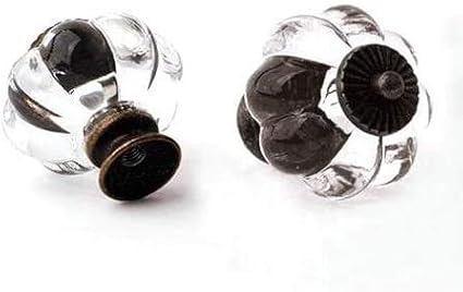 Set of 12 Antique Acrylic Pumpkin Knobs, Handles Pulls for Cabinets, Cupboard Dresser, Drawers, Kitchen Furniture or Kids Room(Crystal)