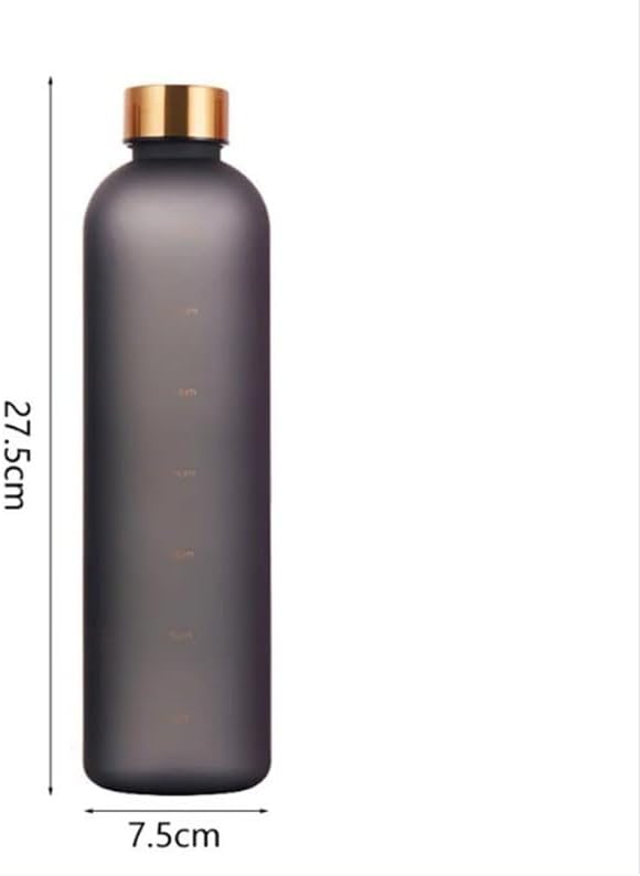 Fitness Sport Water Bottle with Carrying Strap 1000 ml / 32 oz With Time Marker Cute Motivational Water Bottles for Hiking,Travel, Sports, Home, School,Gym,Yoga,Office-Multicolor (Black)