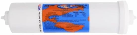 IPW Industries Inc-Omnipure (K5520-P-JJ) 10"x2.5" Inline K-Series 1 Micron Carbon Block + Phosphate Scale Inhibitor 1/4" FQC