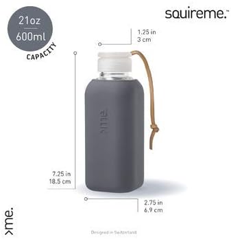 Y1 Borosilicate Glass Water Bottles, Clear Bottle, Reusable, BPA Free, Tumbler, Dishwasher Safe, Drink Container, Silicone Sleeve, EasyOff Lid, Hot and Cold Liquid, Anthra Charcoal Grey 20oz