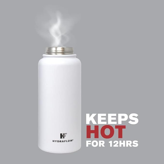 Hydraflow Hybrid - Triple Wall Vacuum Insulated Water Bottle with Flip Straw (17oz, Clay) Stainless Steel Metal Thermos, Reusable Leak Proof BPA-FREE for Sports and Travel