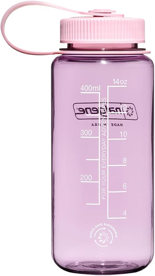 Nalgene Sustain Tritan BPA-Free Water Bottle Made with Material Derived from 50% Plastic Waste, 16 OZ, Wide Mouth, Cherry Blossom