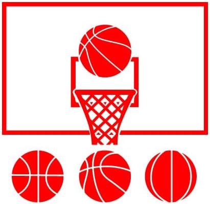 Basketball Stickers Boy Room Decoration Basketball Hobby Wall Decal Design Basketball Pattern Wall Decal Sports Art Decor Wall Mural Red 18 X 15 in