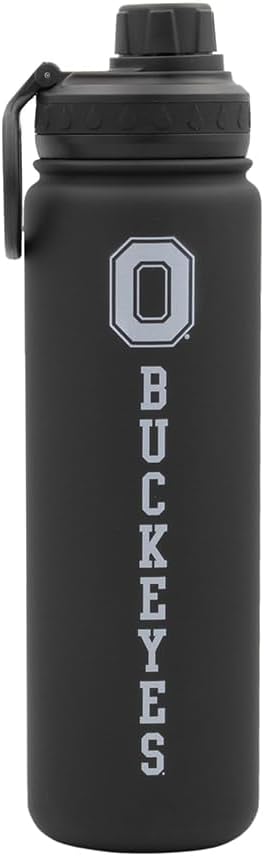 Ohio State Buckeyes Water Bottle - Black Double Walled Stainless Steel 24 oz Keeps Drinks Cold or Hot