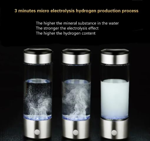 Karzon Hydrogen Water Bottle Generator - Portable Hydrogen Water Bottle - Water Bottle Improve Water Quality in 3 Minutes Water Ionizer Machine Suitable for Office, Travel and Daily Drinking(Silver)