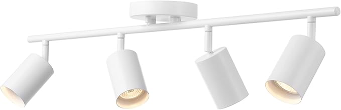 Globe Electric Pratt 4-Light Track Lighting, Matte White, Bulb Not Included