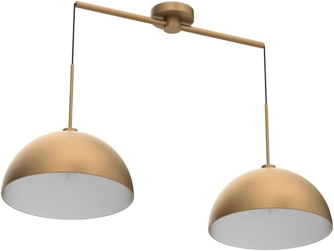 Nathan James Percy Modern 2-Light Pendant Island Light Fixture, Brass Hanging Lights with Gold Metal Shade and Adjustable Cord, for Kitchen, Living Room, Vintage Brass, Set of 2