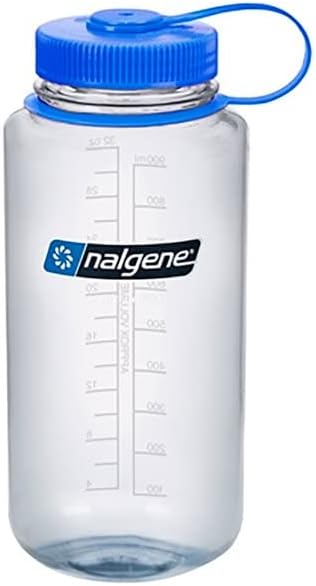 Tritan Wide Mouth 32oz BPA-Free Water Bottle (Clear W-Blue Cap)