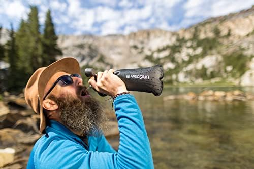 LifeStraw Peak Series - Collapsible Squeeze Bottle Water Filter System – 650ml for Trail Running, Through Hiking, Travel, Cycling, and Fishing; BPA-Free; Mountain Blue