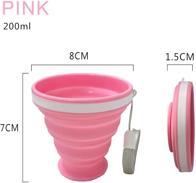 Collapsible Water Bottles 500 ml with silicone collapsible cup 200 ml.Travel Water Bottle Portable Hiking Water Bottle Reusable BPA Free Silicone Water Bottles. (Purple+Pink)