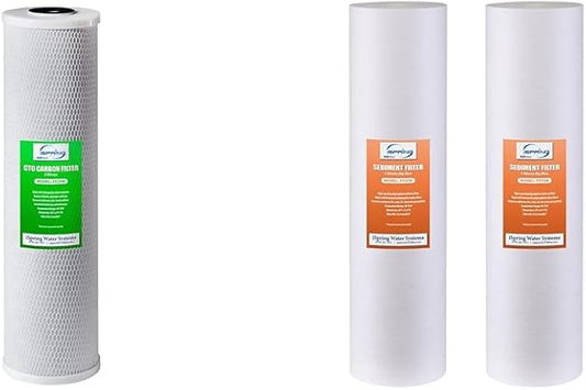 iSpring FC25B Whole House Water Filter Replacement Cartridge, CTO Carbon Block, 20” x 4.5” & 5-Micron 20” x 4.5” Whole House Water Filter Cartridges