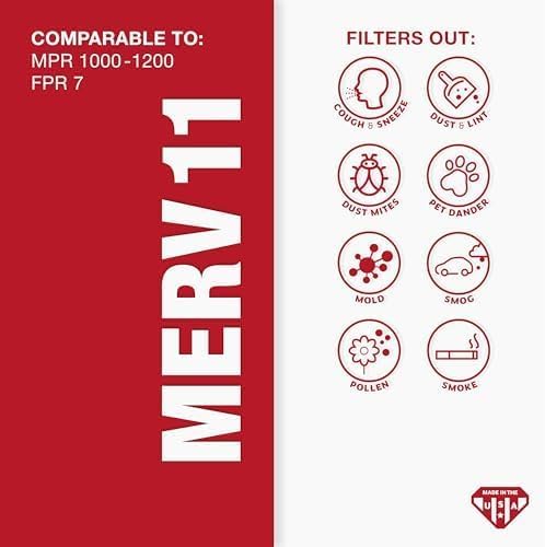 Aerostar 18x20x1 MERV 11 - 6 Count - Pleated HVAC, Furnace & Air Conditioner Filters - Removes Dust, Cold & Flu Germs, Lint, Mold, Pet Dander, Allergy-Causing Pollen, Smog & Smoke