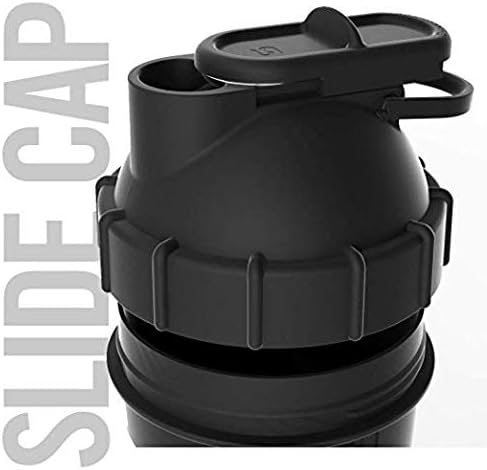 SHAKESPHERE Tumbler: Protein Shaker Bottle and Smoothie Cup, 24 oz - Bladeless Blender Cup Purees Raw Fruit with No Blending Ball - Drink Powder Mix Shake Mixer for Pre Workout, Gym (Frosted Black)