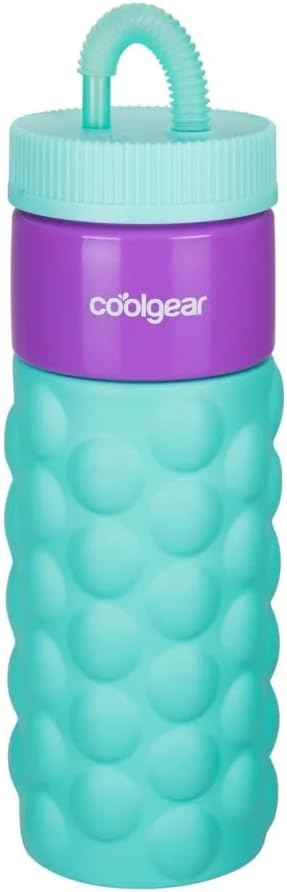 COOL GEAR 24oz Plastic Retro Squishy Water Bottle (bubble, Teal)