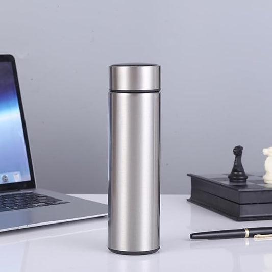 Smart Stainless Steel Water Bottle with LED Temperature Display, 16oz (480ml), Double Wall, Reusable Tumbler (Silver)