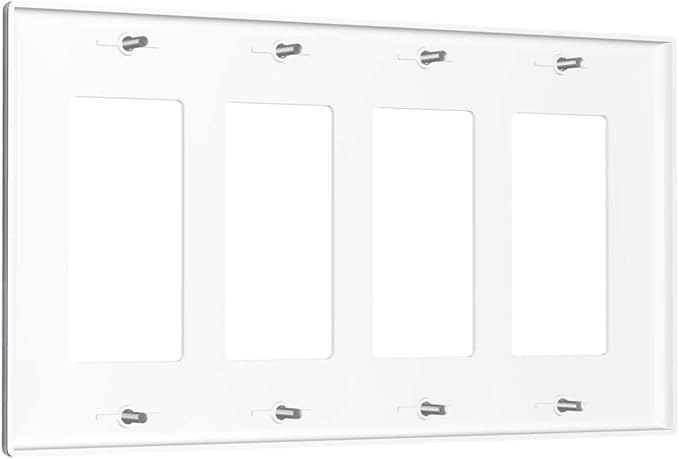 Cute Baby Panda Light Switch Cover Wall Plate Decorative 4 Gang Quad Rocker Covers Blue for Kitchens Farmhouses Playrooms Bathrooms Bedrooms 4.5 x 8 in