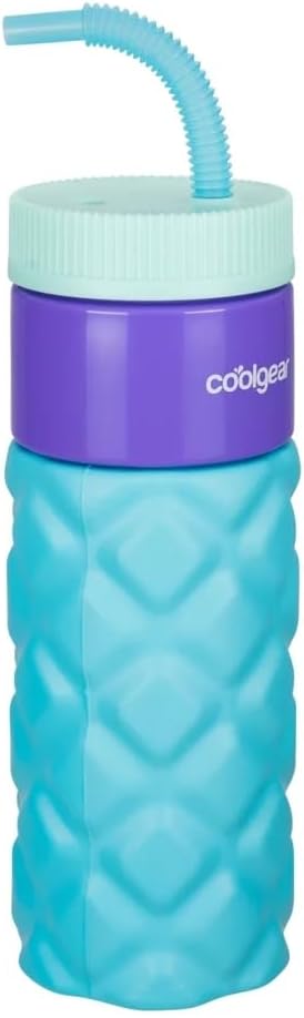 COOL GEAR 24oz Plastic Retro Squishy Water Bottle (quilted, blue)