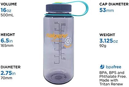 Nalgene Sustain Tritan BPA-Free Water Bottle Made with Material Derived From 50% Plastic Waste, 16 OZ, Wide Mouth, Clementine