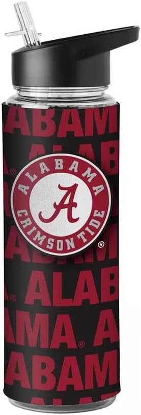 NCAA Flip Top Spout 25oz Water Bottle with Removable Neoprene Sleeve (Alabama Crimson Tide)
