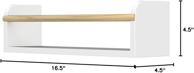 Decorative Nursery Bookshelves for Kids - Set of 3 Easy to Install Floating Shelves for Wall Mount - Beautiful Hanging Organizer Furniture for Your Baby Boy or Girl's Bedroom and Play Room Decor