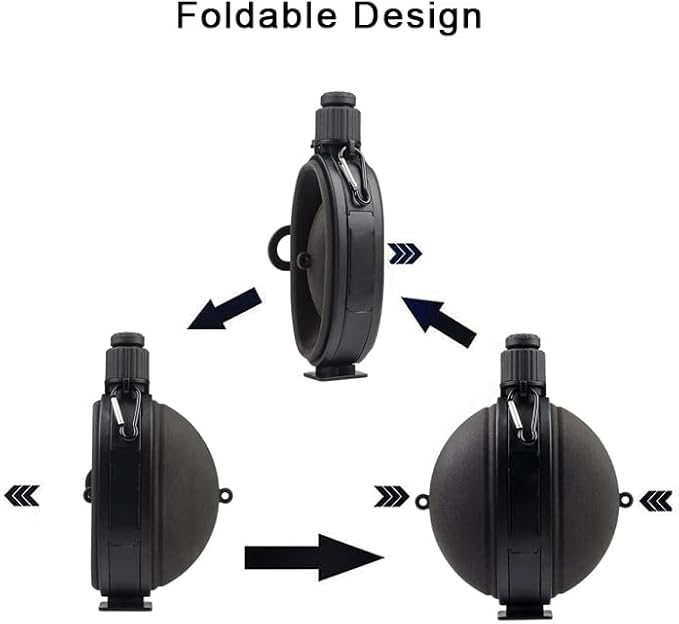 Collapsible Water Bottle 19.8 oz，Silicone Foldable Canteen Kettle,Water Jug with Compass for Outdoor Camping，Hiking，Backpacking，Traveling (Black)