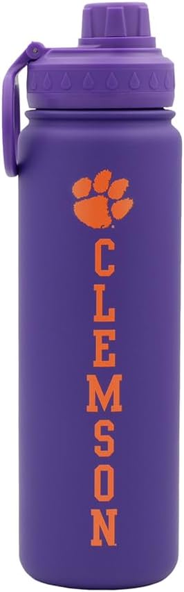 Clemson University Water Bottle - Purple Double Walled Stainless Steel 24 oz Keeps Drinks Cold or Hot