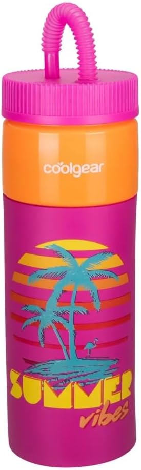 COOL GEAR 24oz Plastic Retro Squishy Water Bottle (summer, pink)