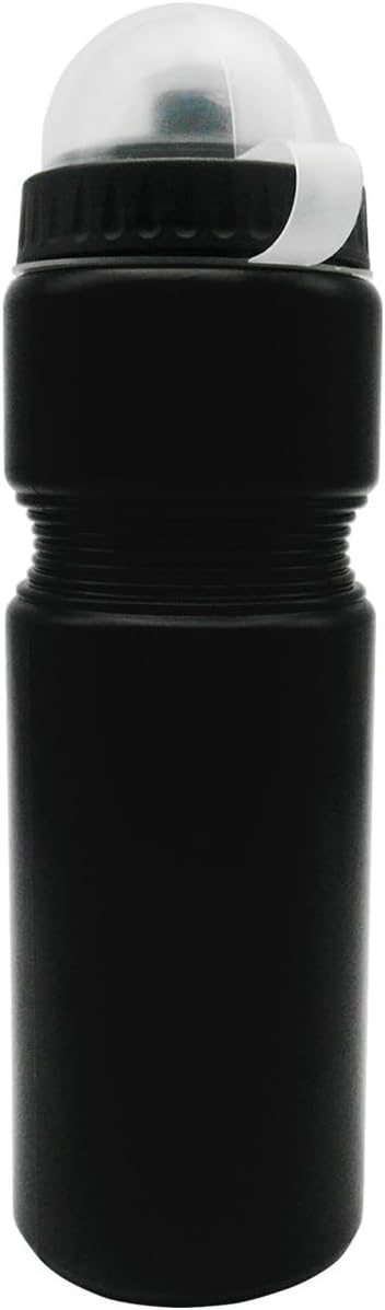 6 Pack 730ml(25oz) Sports Squeeze Plastic Water Bottle With Push Pull Cap and Anti Dust Cover - Black