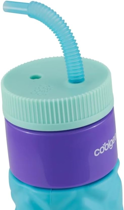 COOL GEAR 24oz Plastic Retro Squishy Water Bottle (quilted, blue)