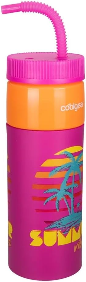 COOL GEAR 24oz Plastic Retro Squishy Water Bottle (summer, pink)