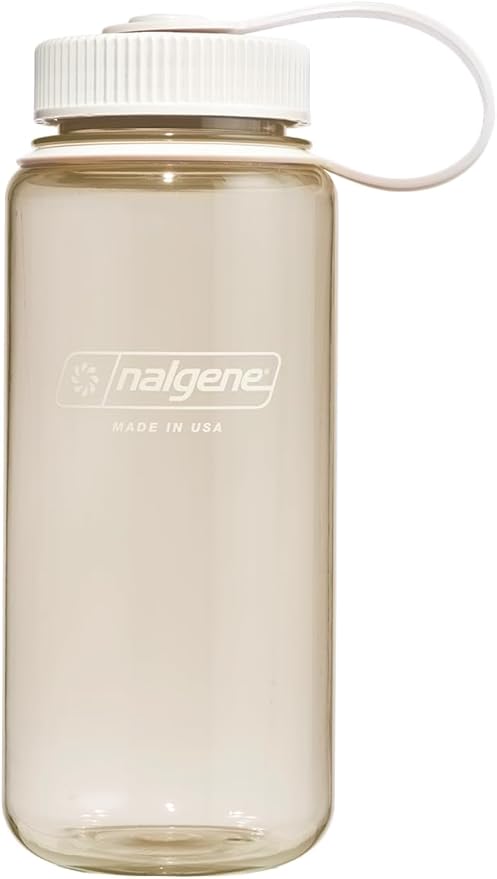 Nalgene Sustain Tritan BPA-Free Water Bottle Made with Material Derived from 50% Plastic Waste, 16 OZ, Wide Mouth, Cotton [Color may vary]