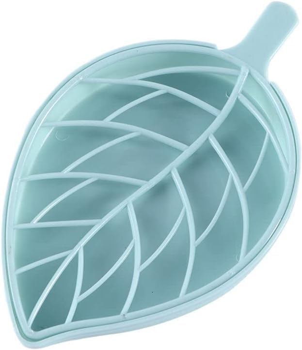 Creative Leaf Shape Soap Box, Double Layer Plastic Soap Holder, Soap Case Soap Dish，Blue