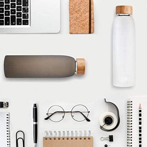 Urban Green Glass Water Bottle with Protective Silicone Sleeve and Bamboo Lid, 18oz, 1extra 304 Stainless Steel Lid with Handle, BPA Free, Dishwasher Safe, Gift Box, Father's day gift