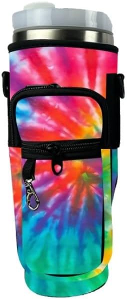 Prime Choice 30oz / 40oz Water Bottle Holder Sleeve Water Bottle Sling Carrier Bag Compatible With 30 40oz Stanley Cup Tumbler and Simple Modern Tumbler (Tie-Dye)