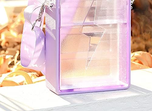 Purple Lightning Travel Water Bottle with Straw Birthday Gift Cup Picnic Cup Ice Travel Mug with Strap (lightning purple, 450 ml)