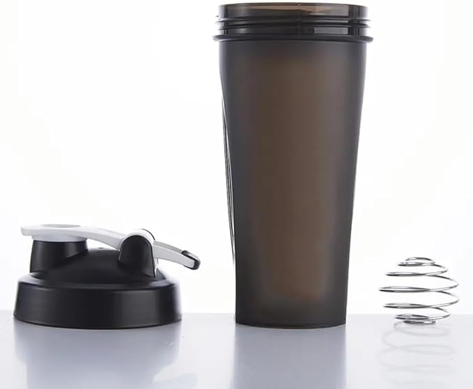 M&G Avenue 20oz Leakproof Shaker Bottle with Wire Whisk, Wide Mouth, Silicone Seal, BPA-Free, Lids for Gym, Travel, Office (Black), 600 ML