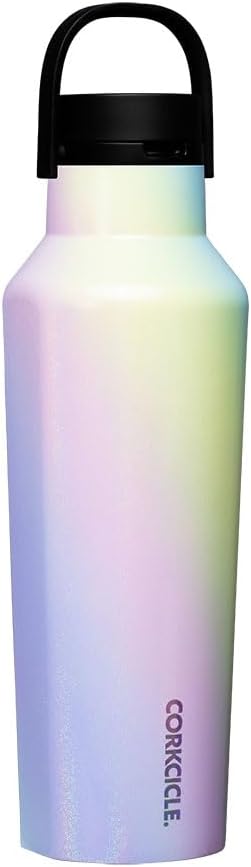 Corkcicle Insulated Canteen Travel Water Bottle, Triple Insulated Stainless Steel, Easy Grip Straw Mouth, Keeps Beverages Cold for 25 Hours or Warm for 12 Hours, 20 oz, Rainbow Unicorn