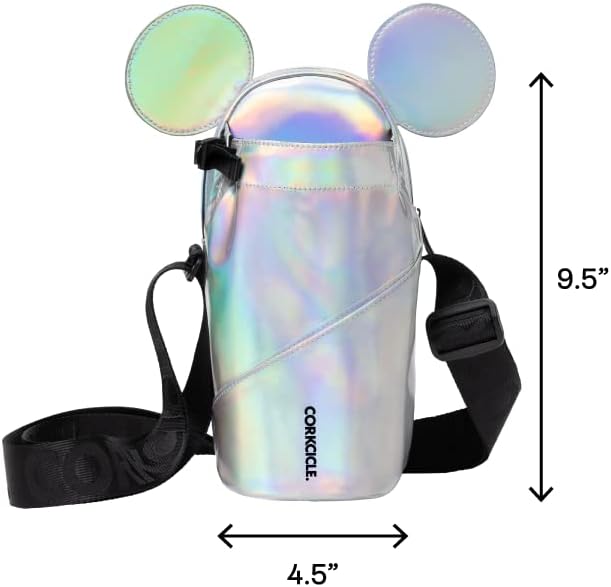 Corkcicle x Disney Minnie Mickey Mouse Ears Crossbody Water Bottle Sling Bag, Fits 16 oz to 40 oz Tumbler – Water Bottle Holder with Strap Securely Holds Bottle, Cards, Phone, & Keys
