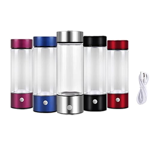 Portable Hydrogen Rich Water Cup, USB Charging Rich Hydrogen Water Purifier Filter Glass Bottle Portable Lonizer Cup, Hydrogen Water Bottle, Hydrogen Rich Water Glass Health Cup (5 Colors)
