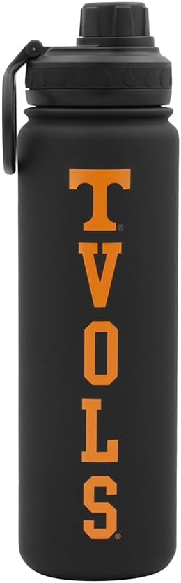 Tennessee Vols Water Bottle - Black Double Walled Stainless Steel 24 oz Keeps Drinks Cold or Hot