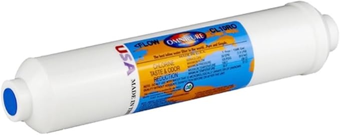 IPW Industries Inc-Omnipure - (CL10ROT33-B) - 10" x 2" T40 GAC Acid Washed Coconut Inline Filter 1/4" NPT