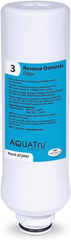 AquaTru - Replacement Reverse Osmosis Filter (Stage 3) for Countertop Reverse Osmosis Water Filter Purification System (AquaTru Classic, Connect & Under Sink AquaTru Water Purifier Filter)